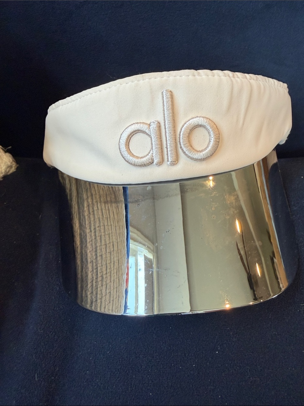 ALO Yoga Cream Visor with Silver Mirrored Brim